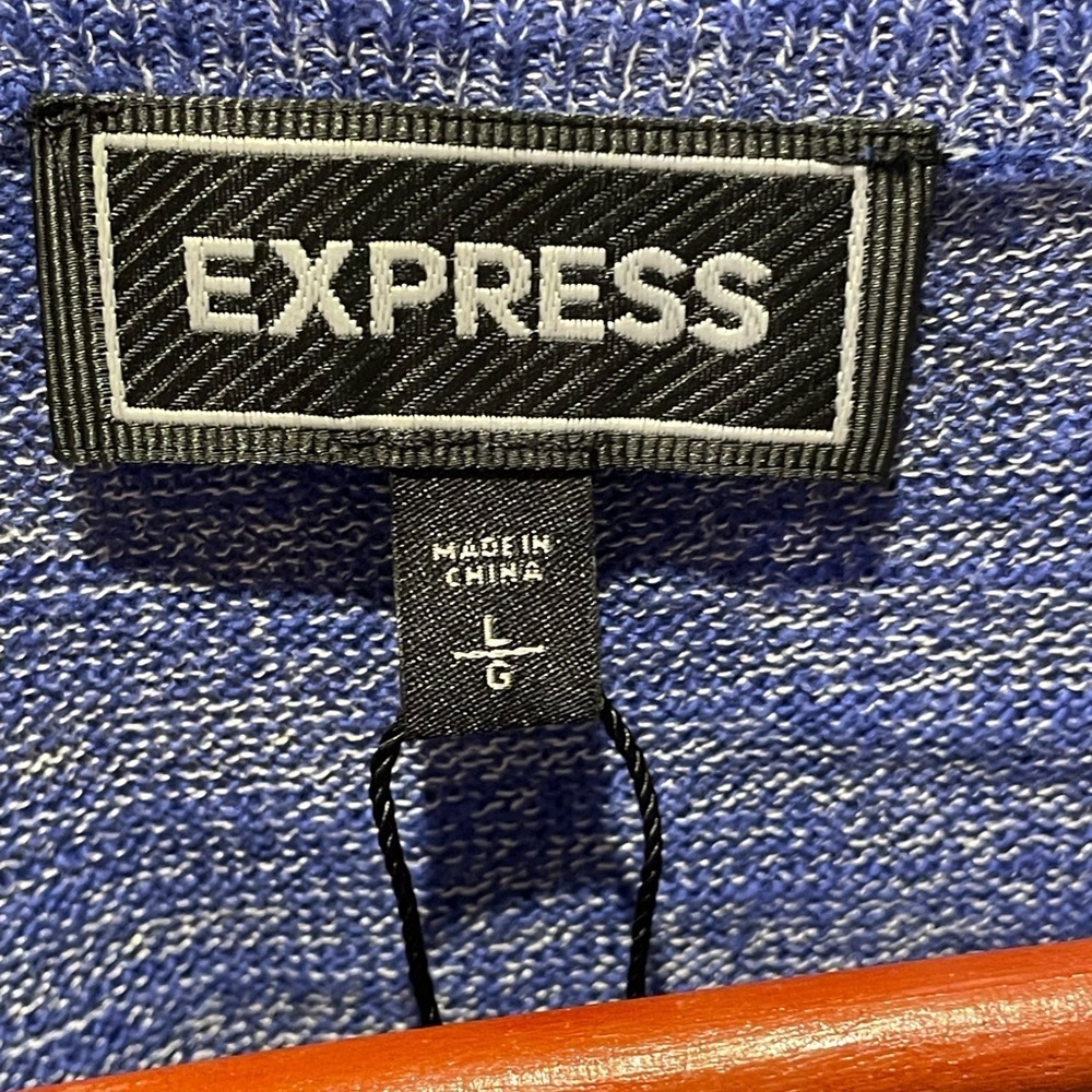 Express Blue and White V-Neck Sweater Size L - Picture 3 of 7